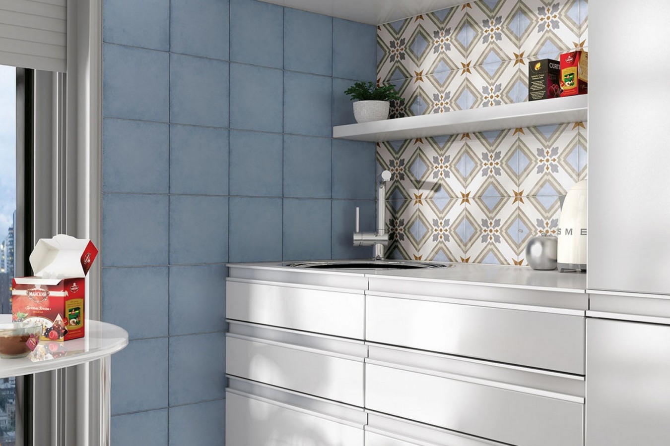  Ambiente porcelanico artnouveau_charcoalgrey_skyblue_turincolor_kitchen