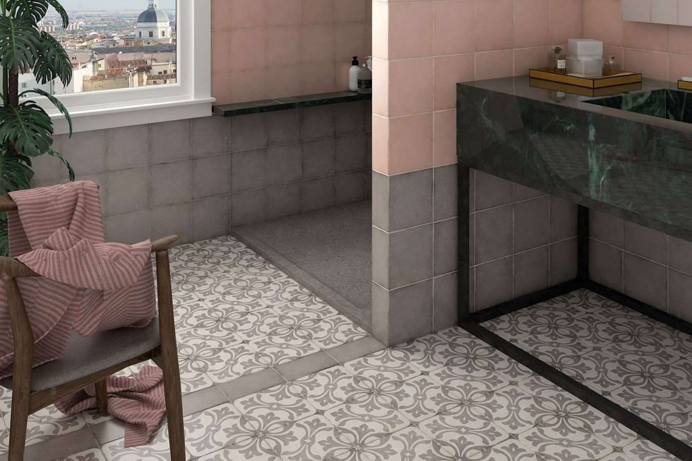  Ambiente porcelanico artnouveau_grey_coralpink_laramblagrey