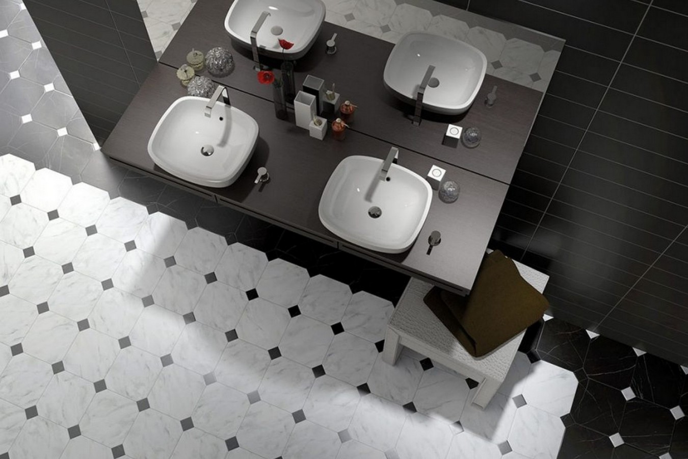 Ambiente porcelanico octagon-marmol-blanco-y-negro-983x1024