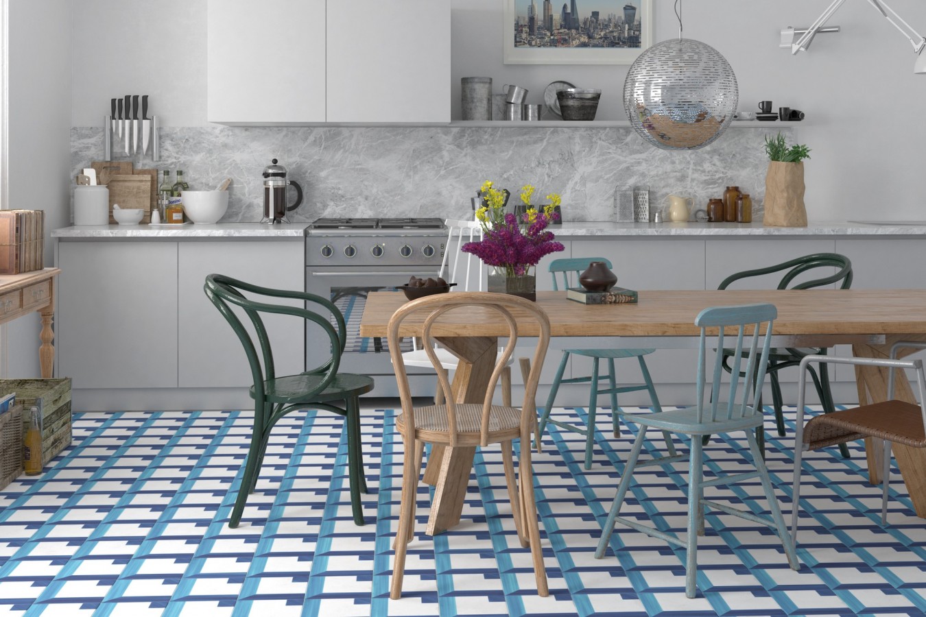 Pavimento BLANC ET BLEU 185x185 4x225